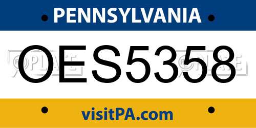 OES5358 Pennsylvania License Plate