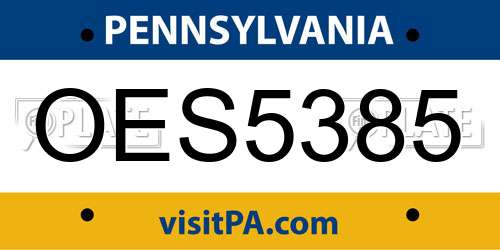 OES5385 Pennsylvania License Plate