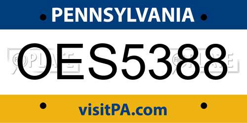 OES5388 Pennsylvania License Plate