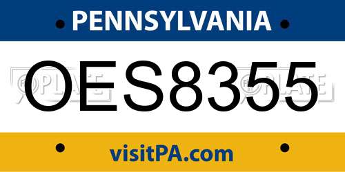 OES8355 Pennsylvania License Plate