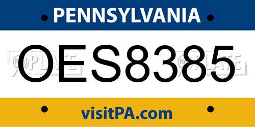 OES8385 Pennsylvania License Plate