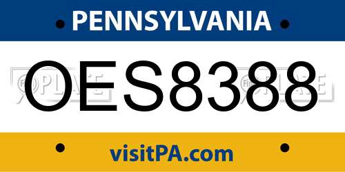 OES8388 Pennsylvania License Plate