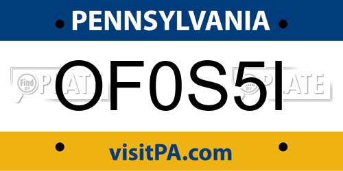 OF0S5I Pennsylvania License Plate
