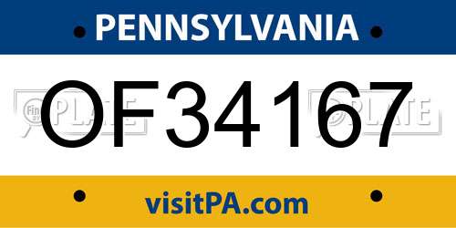 OF34167 Pennsylvania License Plate