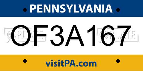 OF3A167 Pennsylvania License Plate