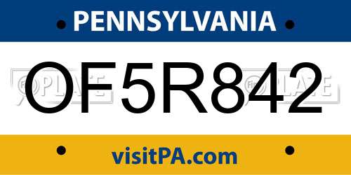 OF5R842 Pennsylvania License Plate