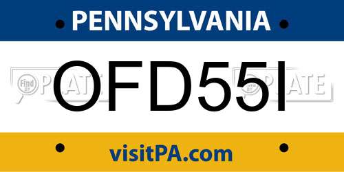 OFD55I Pennsylvania License Plate
