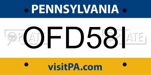 OFD58I Pennsylvania License Plate