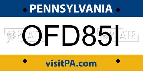 OFD85I Pennsylvania License Plate