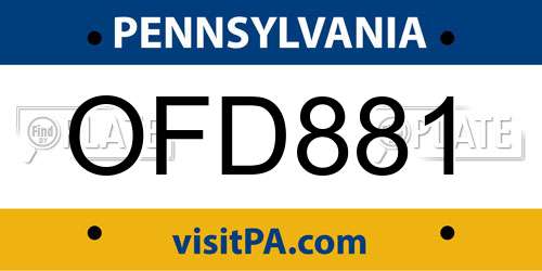 OFD881 Pennsylvania License Plate