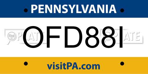 OFD88I Pennsylvania License Plate