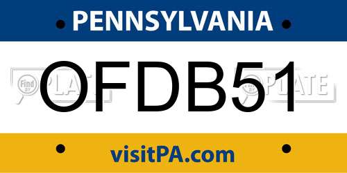 OFDB51 Pennsylvania License Plate