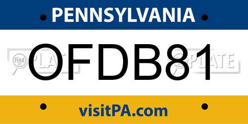 OFDB81 Pennsylvania License Plate