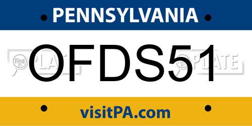 OFDS51 Pennsylvania License Plate