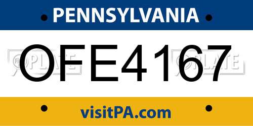 OFE4167 Pennsylvania License Plate