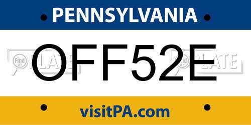 OFF52E Pennsylvania License Plate