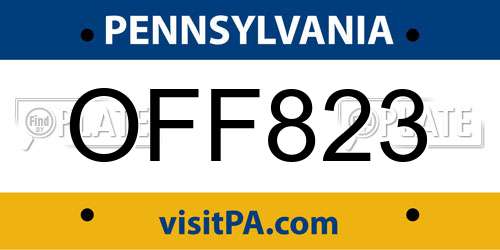 OFF823 Pennsylvania License Plate