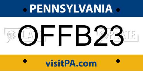 OFFB23 Pennsylvania License Plate