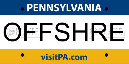 OFFSHRE Pennsylvania License Plate