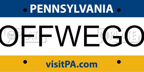 OFFWEGO Pennsylvania License Plate