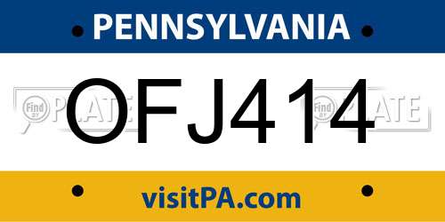 OFJ414 Pennsylvania License Plate