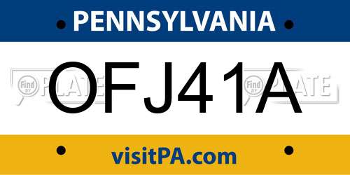 OFJ41A Pennsylvania License Plate