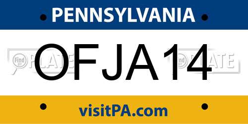 OFJA14 Pennsylvania License Plate