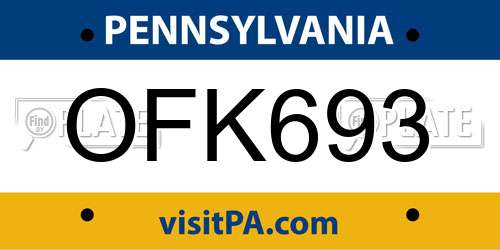 OFK693 Pennsylvania License Plate