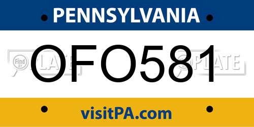OFO581 Pennsylvania License Plate