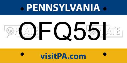 OFQ55I Pennsylvania License Plate