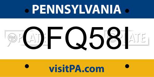 OFQ58I Pennsylvania License Plate