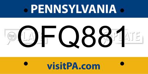 OFQ881 Pennsylvania License Plate