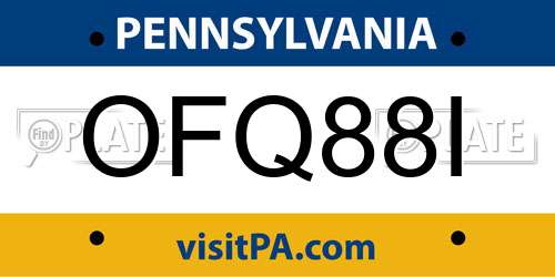OFQ88I Pennsylvania License Plate