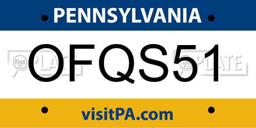 OFQS51 Pennsylvania License Plate