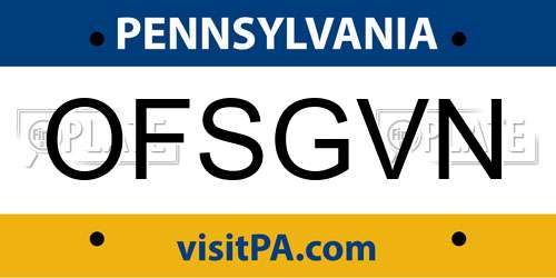 OFSGVN Pennsylvania License Plate