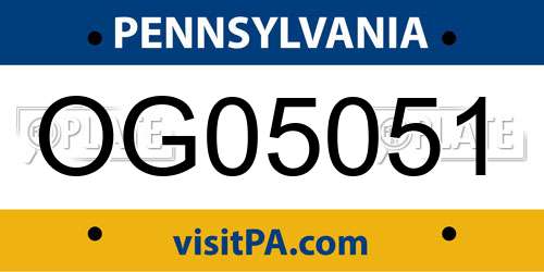 OG05051 Pennsylvania License Plate