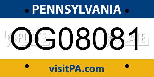 OG08081 Pennsylvania License Plate