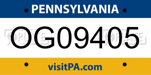 OG09405 Pennsylvania License Plate