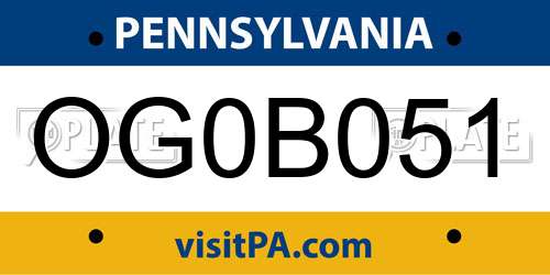OG0B051 Pennsylvania License Plate