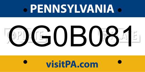 OG0B081 Pennsylvania License Plate
