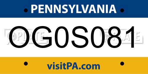 OG0S081 Pennsylvania License Plate