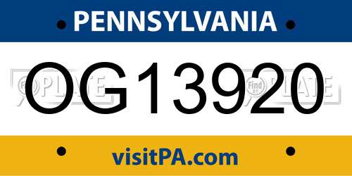 OG13920 Pennsylvania License Plate