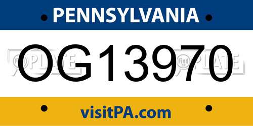 OG13970 Pennsylvania License Plate