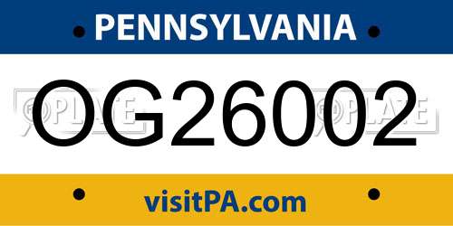OG26002 Pennsylvania License Plate