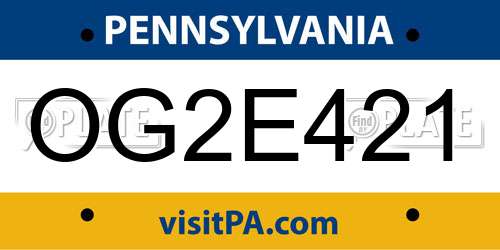 OG2E421 Pennsylvania License Plate