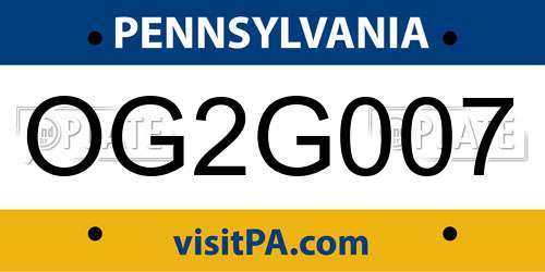 OG2G007 Pennsylvania License Plate