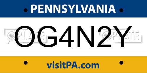 OG4N2Y Pennsylvania License Plate