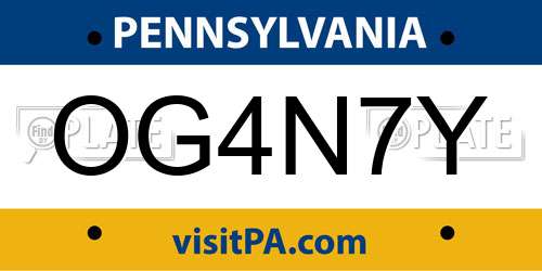 OG4N7Y Pennsylvania License Plate