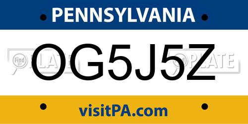 OG5J5Z Pennsylvania License Plate