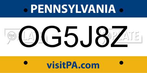 OG5J8Z Pennsylvania License Plate